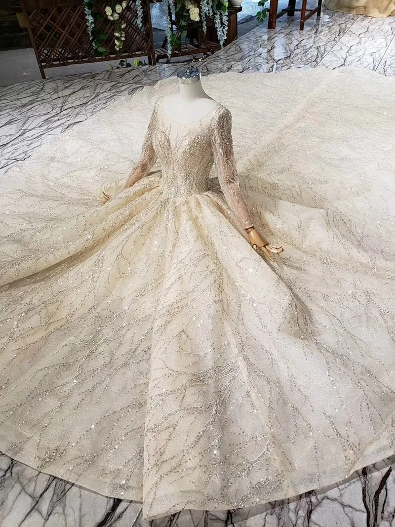 Golden Aura Train Wedding Gown