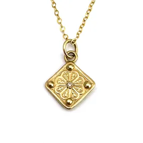 GRAVITY Necklace - Gold with White Diamond