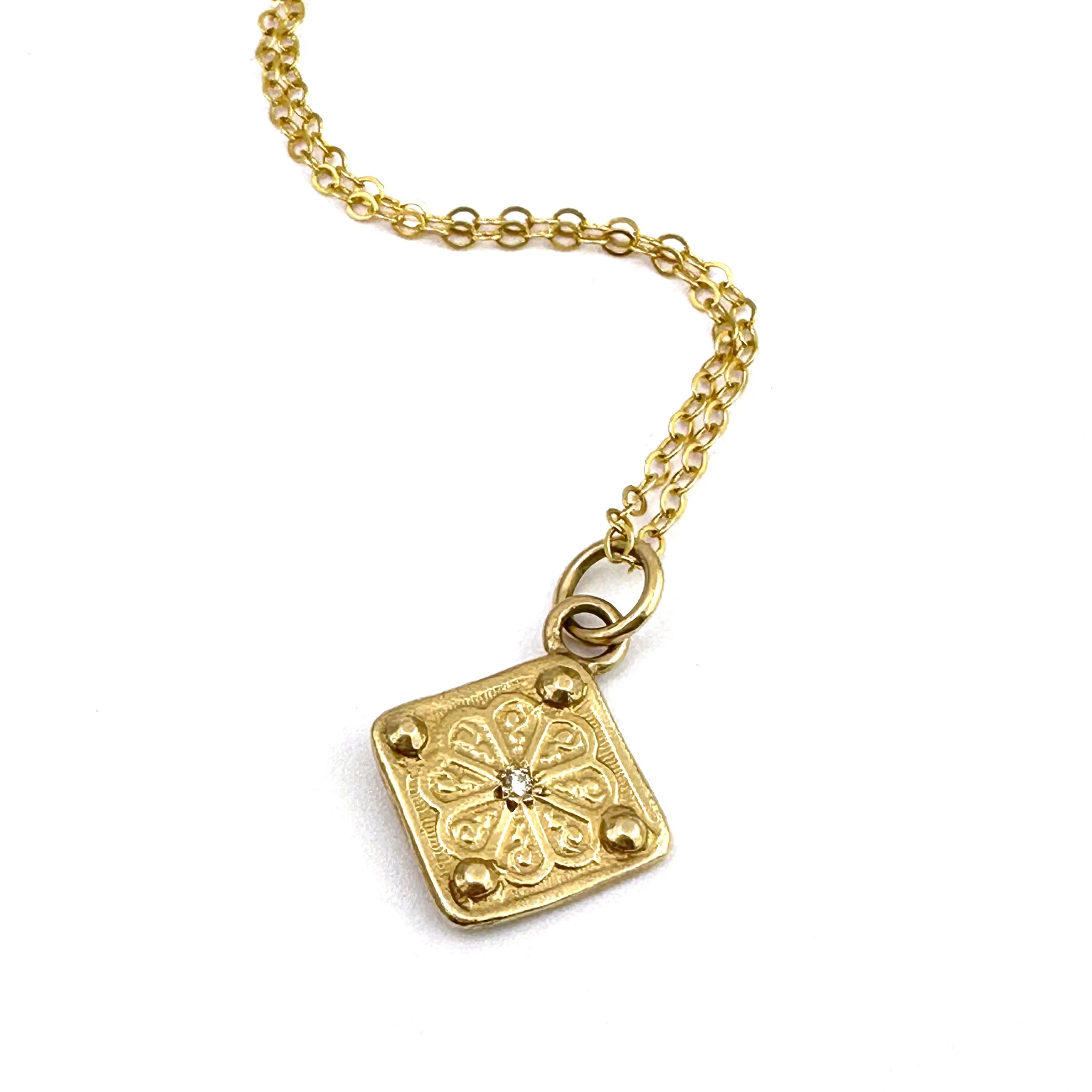 GRAVITY Necklace - Gold with White Diamond