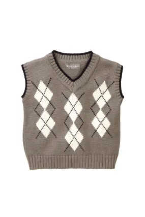 Gray Argyle Knit Vest