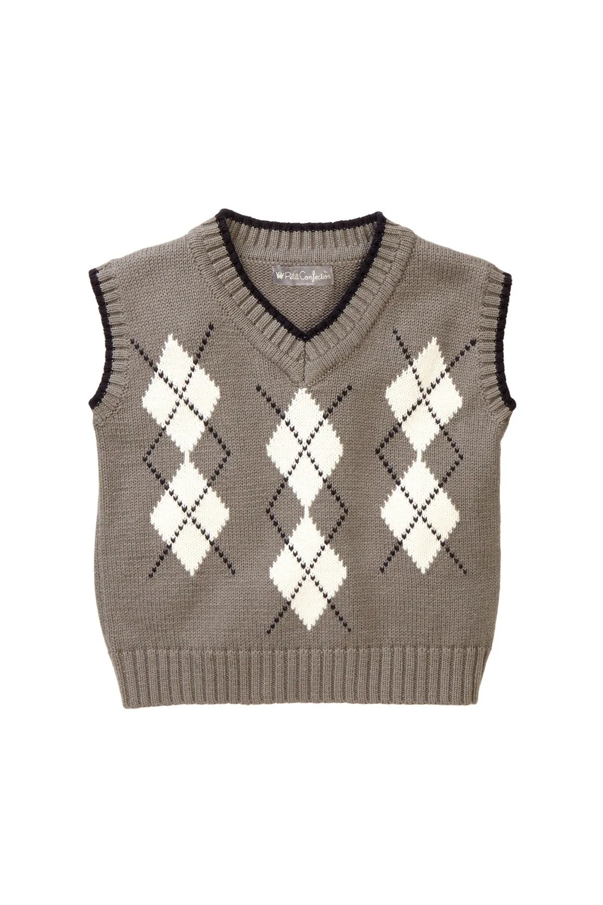 Gray Argyle Knit Vest