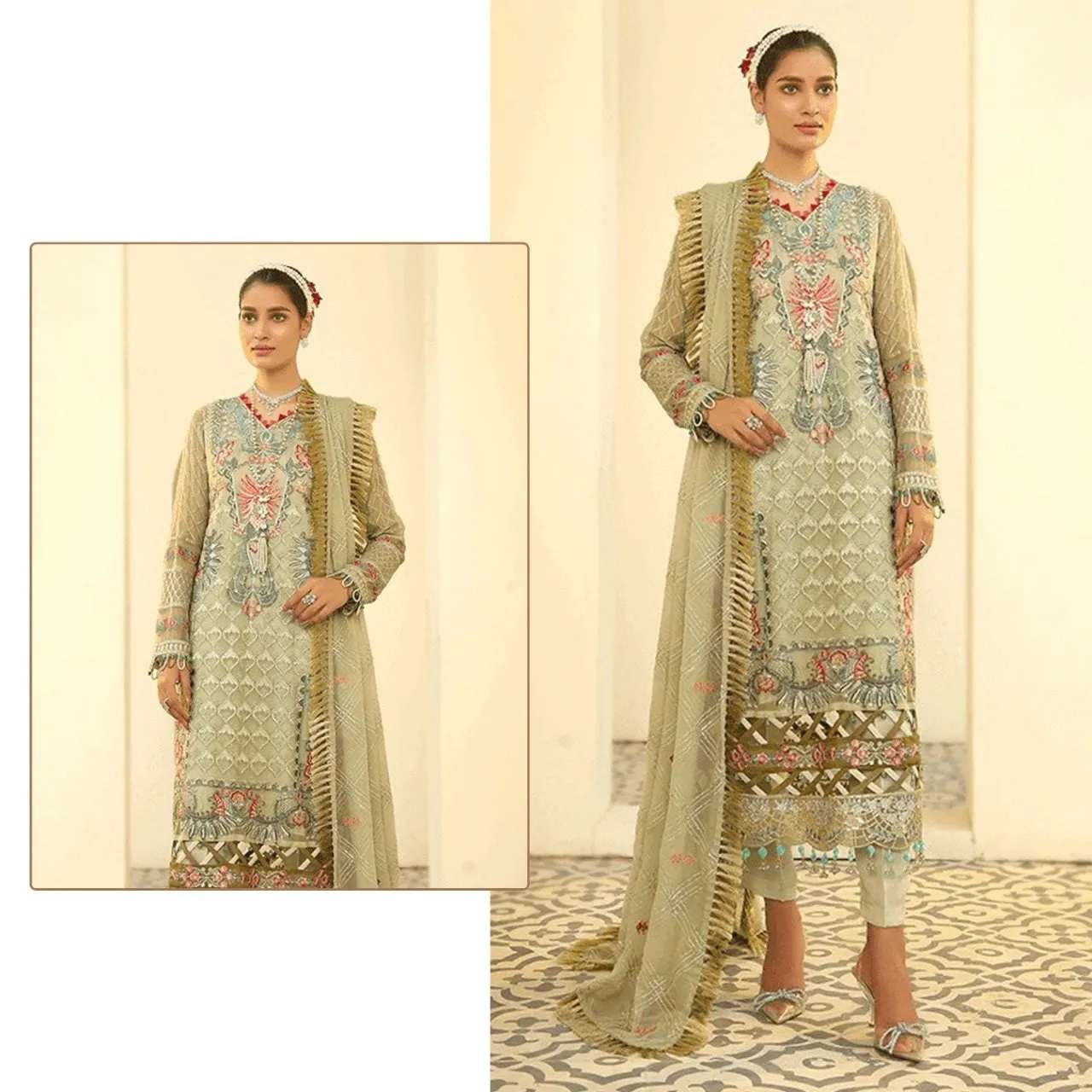 Green Georgette Pakistani Designer Salwar Suit