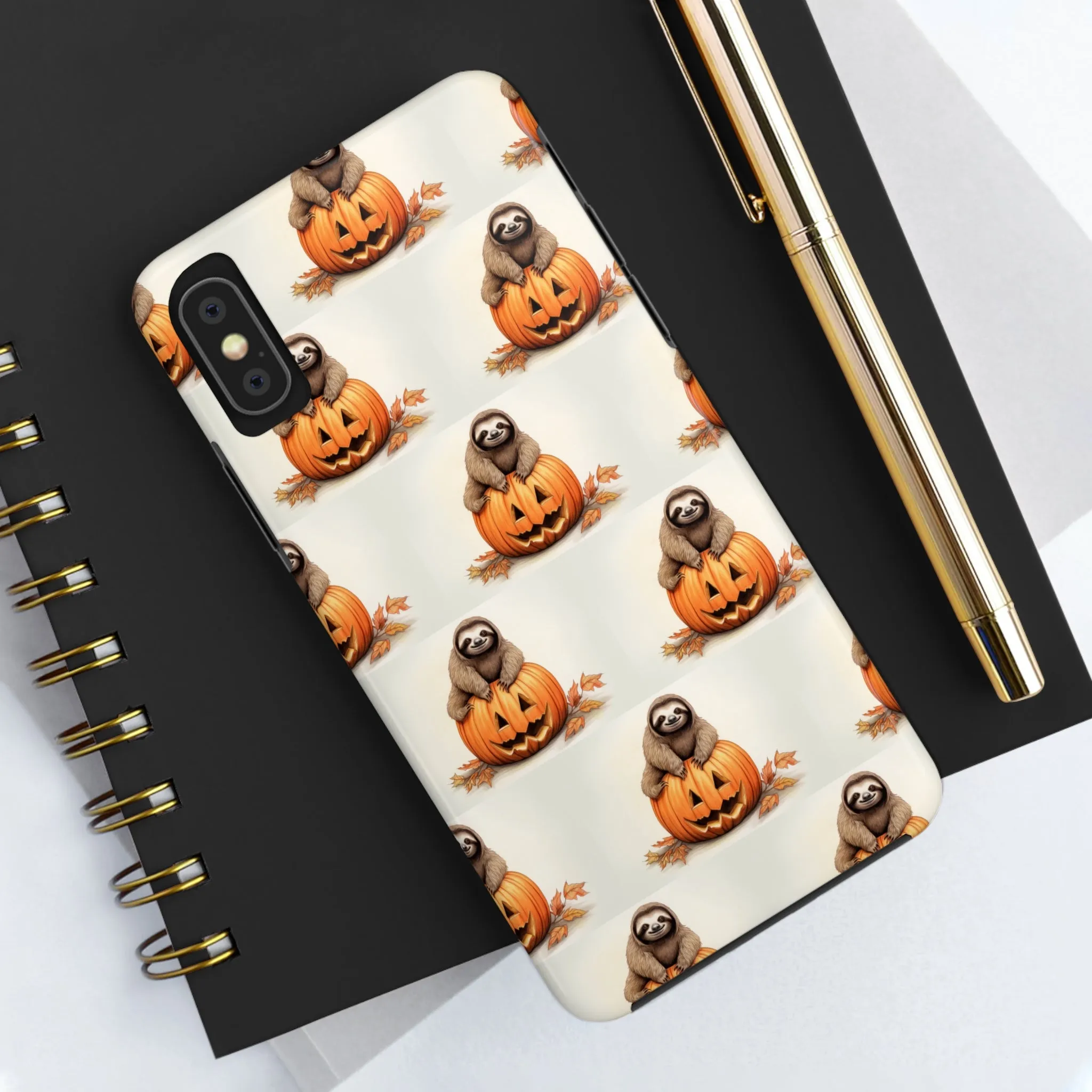 Happy Halloween Sloth on Pumpkin - Tough iPhone Cases -21 Sizes