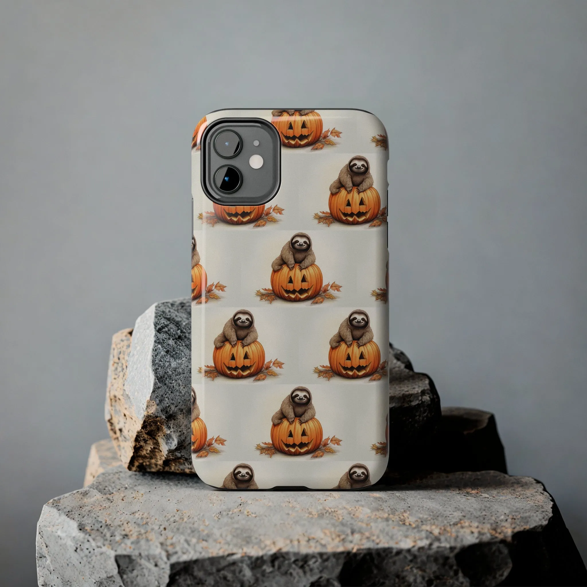 Happy Halloween Sloth on Pumpkin - Tough iPhone Cases -21 Sizes