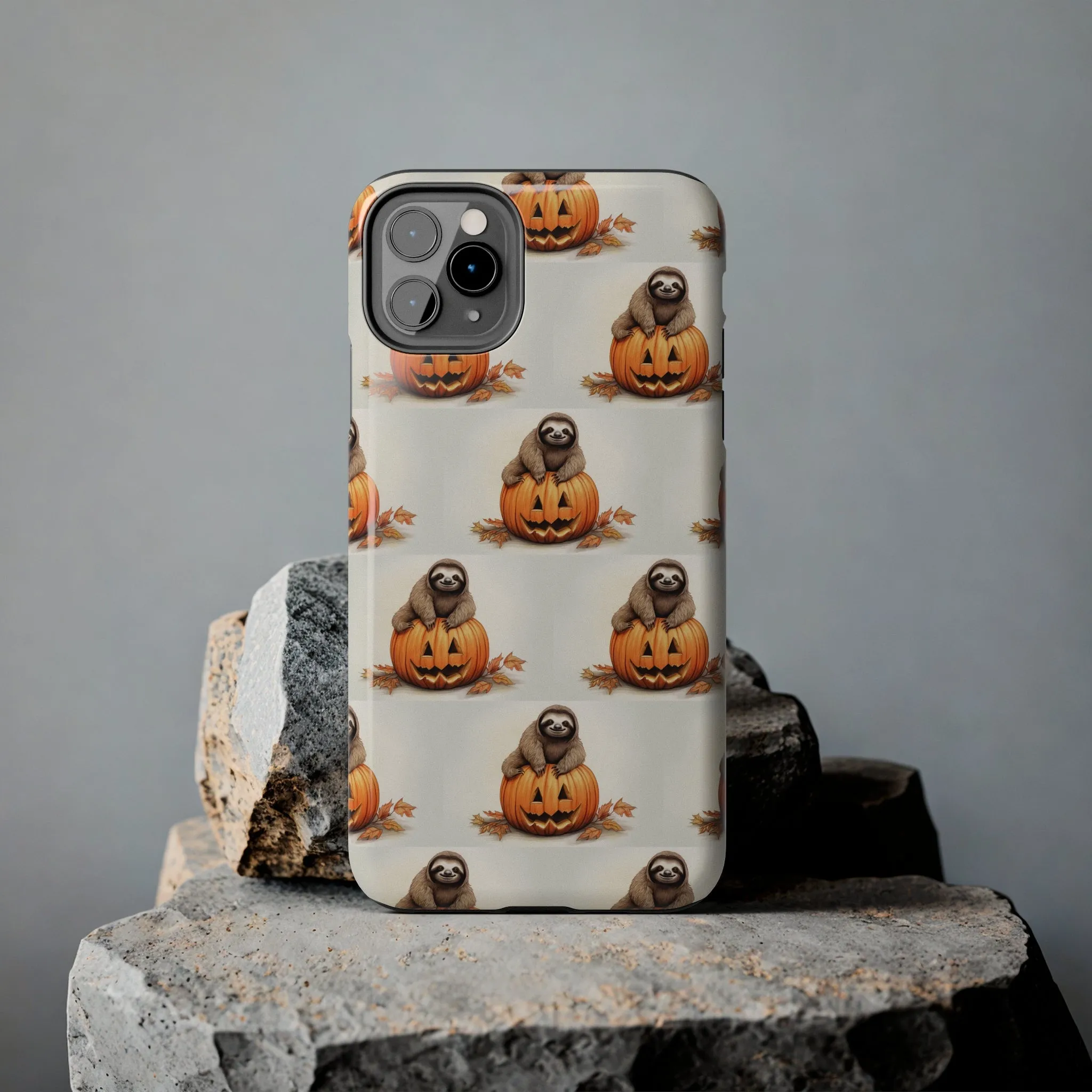 Happy Halloween Sloth on Pumpkin - Tough iPhone Cases -21 Sizes