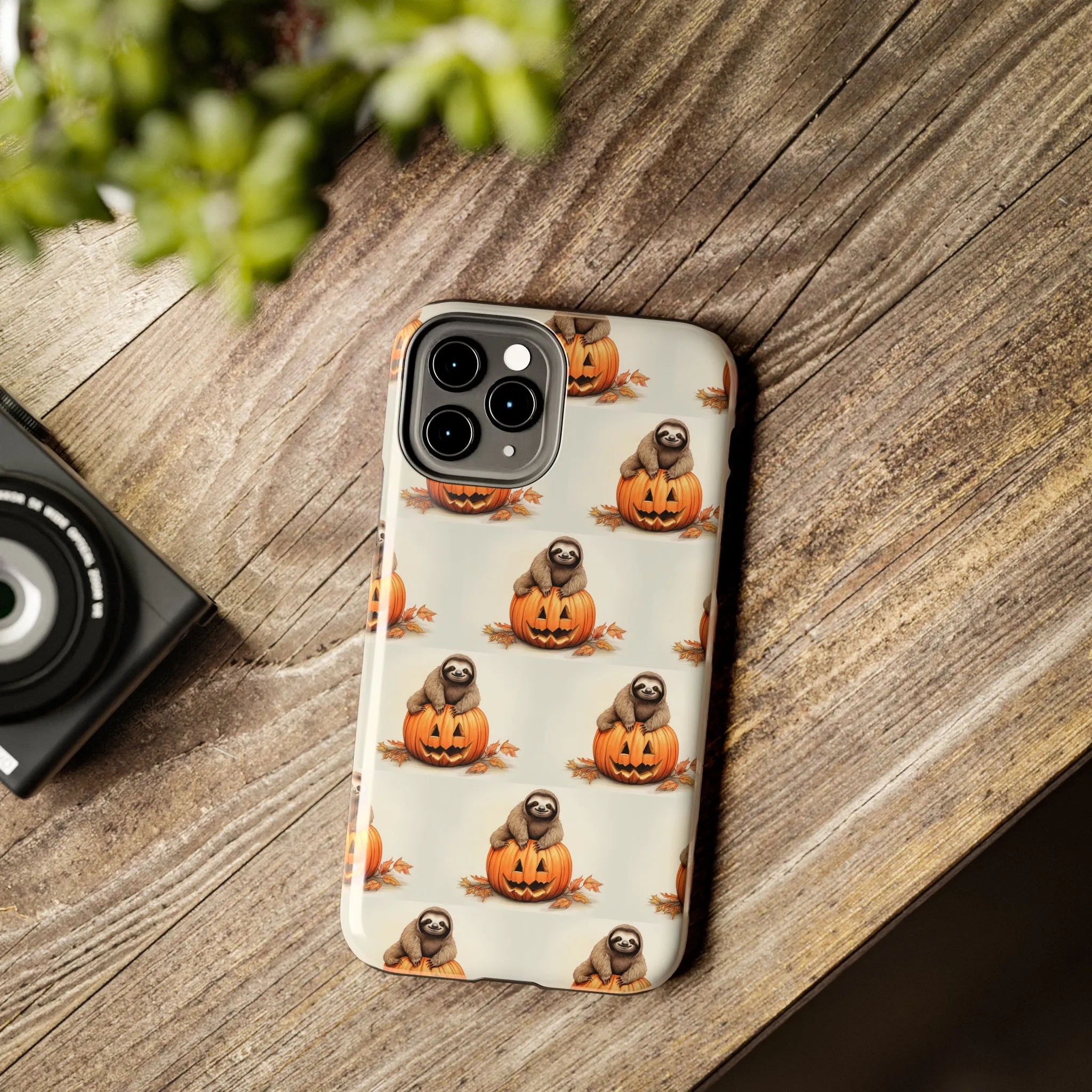 Happy Halloween Sloth on Pumpkin - Tough iPhone Cases -21 Sizes