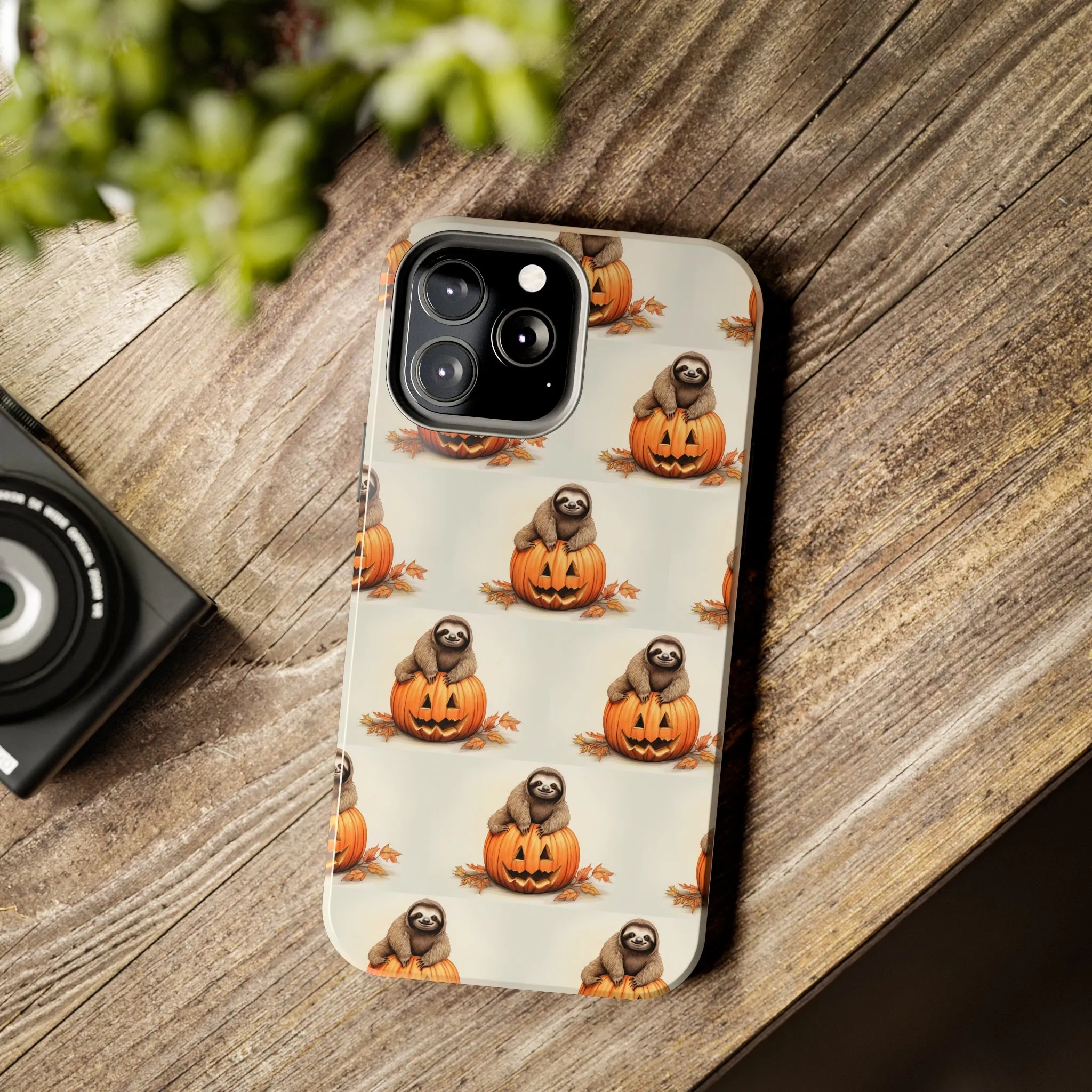 Happy Halloween Sloth on Pumpkin - Tough iPhone Cases -21 Sizes