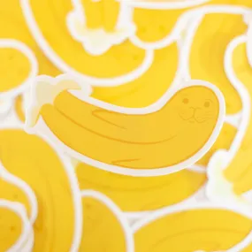 harbor seal sticker, seal banana sticker, gift for animal lover, cute seal sticker, banana sticker