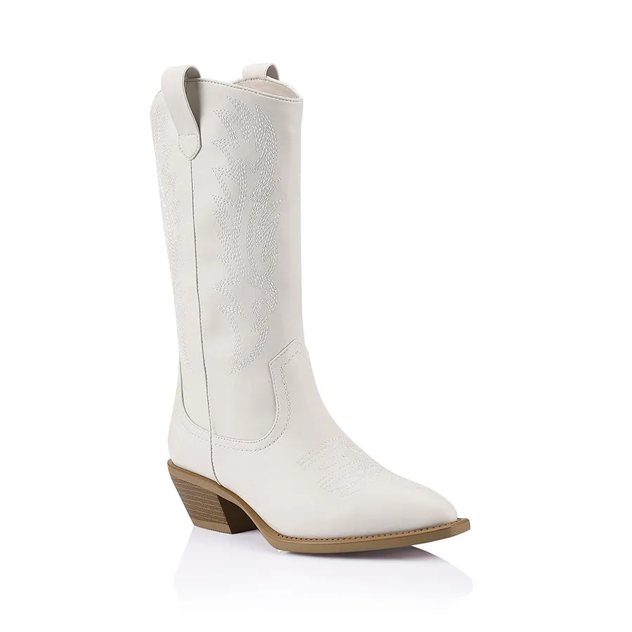 Holder Tall Cowboy Boots - Bone