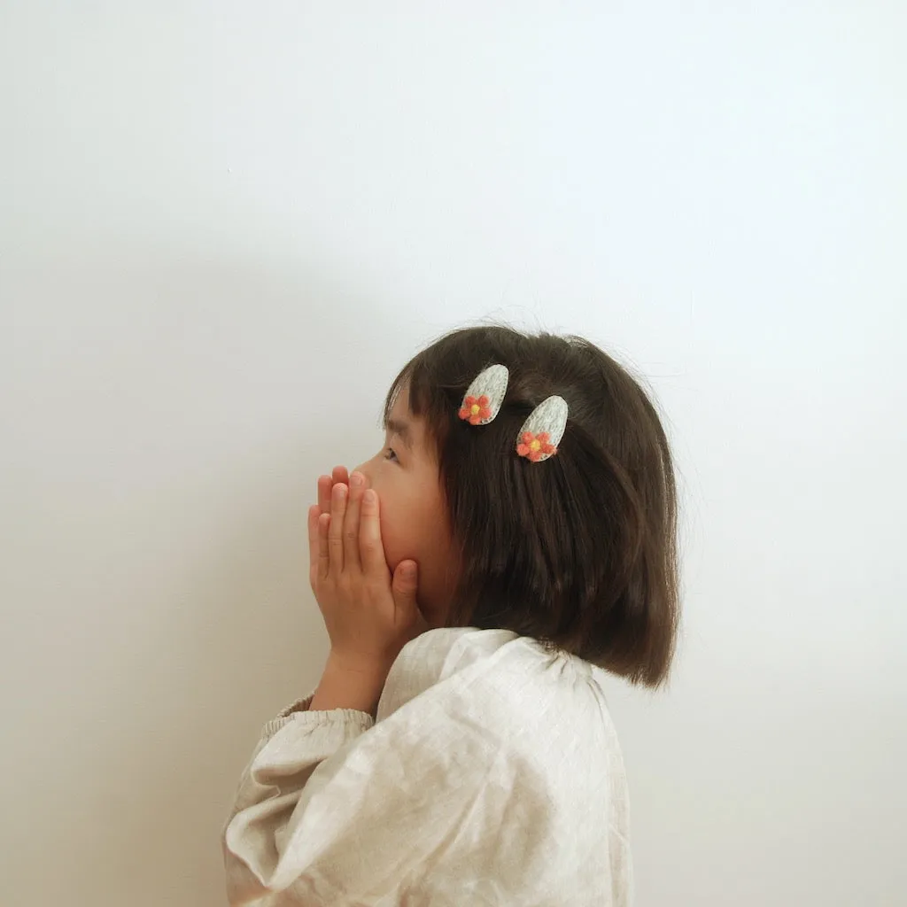 Kit & Kate Bloom Children's Knit Hair Clips - Sage