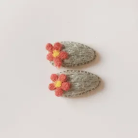 Kit & Kate Bloom Children's Knit Hair Clips - Sage