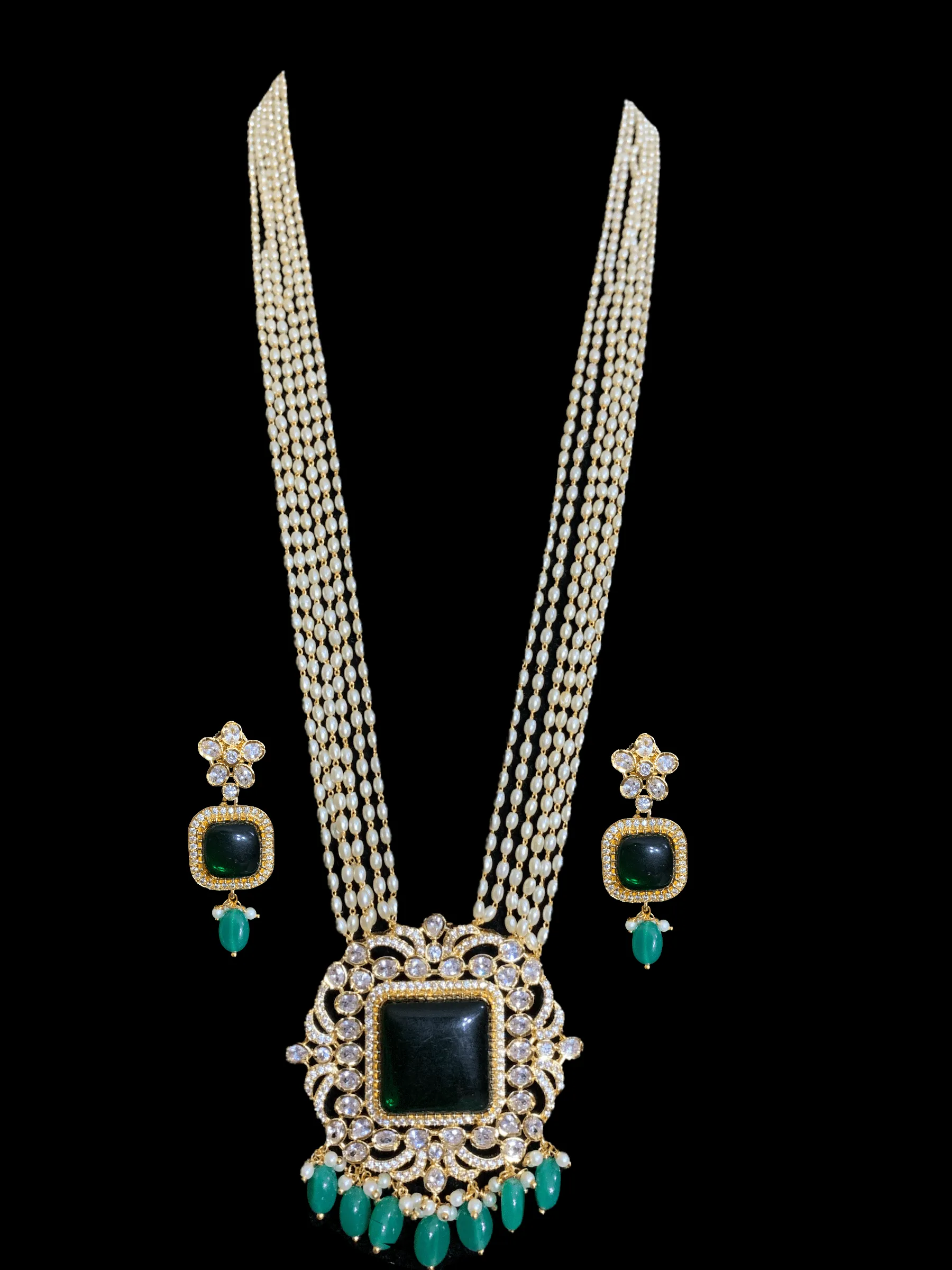 LN13 Arshi cz long necklace set ( READY TO SHIP)