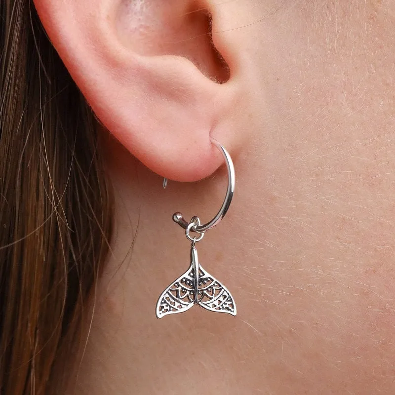 Mandala Dolphin Tail Hoops