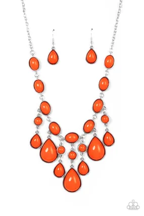 Mediterranean Mystery - Orange Paparazzi Necklace