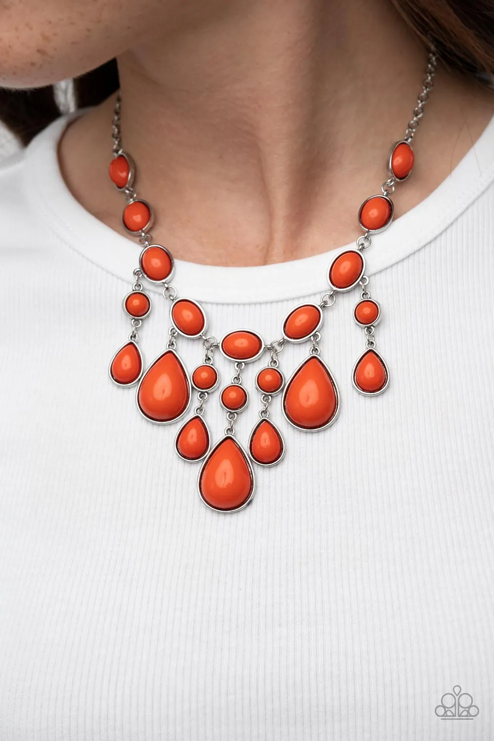 Mediterranean Mystery - Orange Paparazzi Necklace