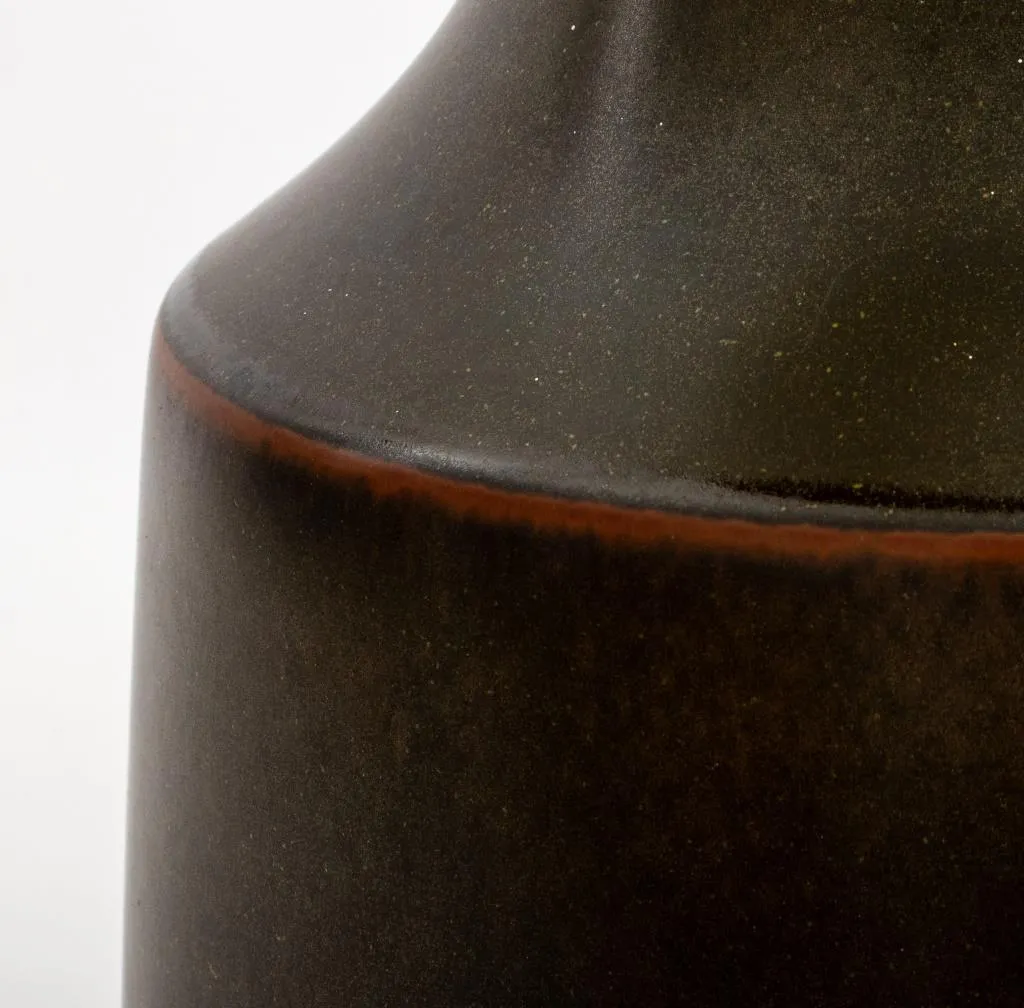 Mid-Century Modern Matte Green Ceramic Vase Lamp