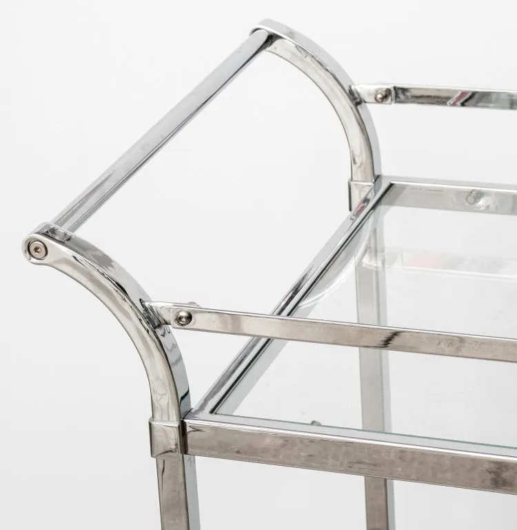 Modern Chrome & Glass 2-Tiered Bar Cart