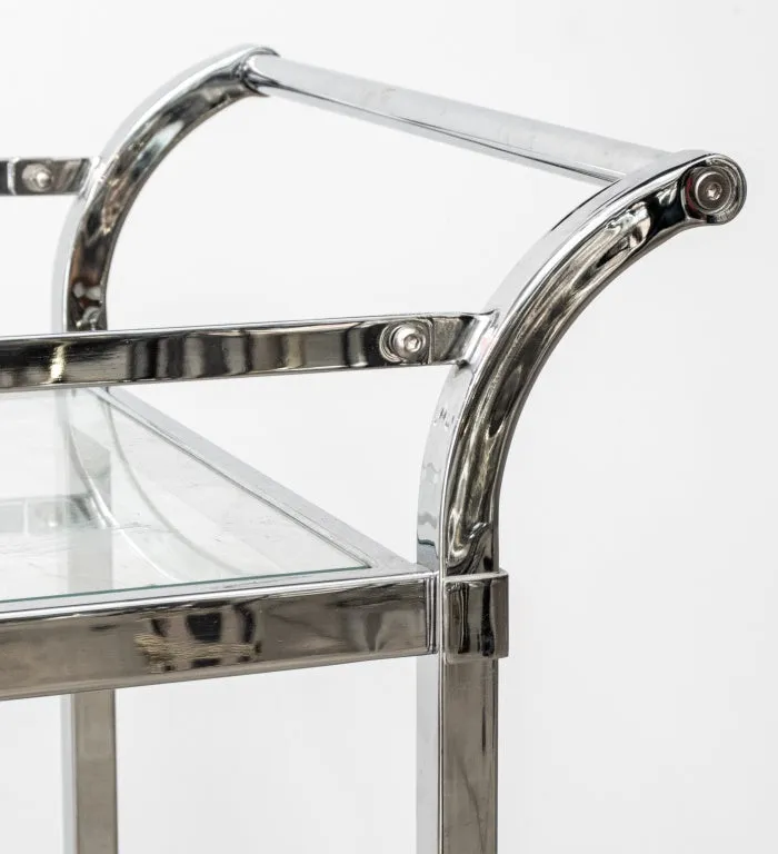 Modern Chrome & Glass 2-Tiered Bar Cart