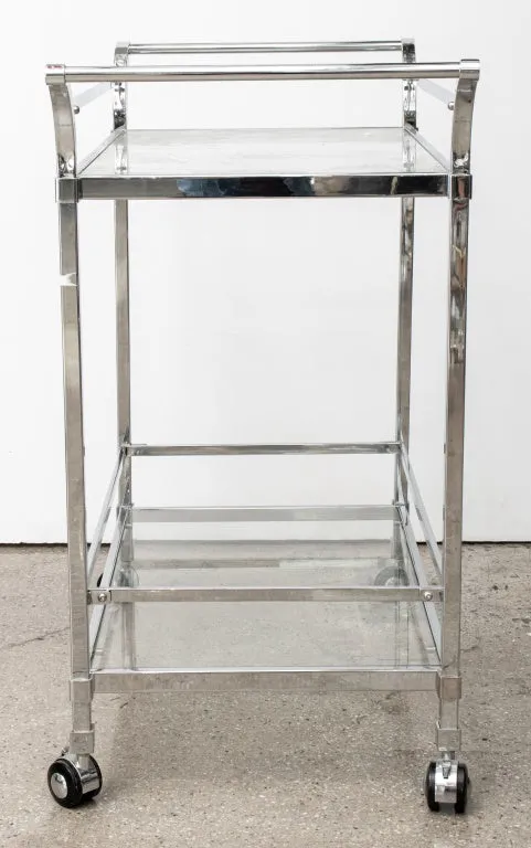 Modern Chrome & Glass 2-Tiered Bar Cart