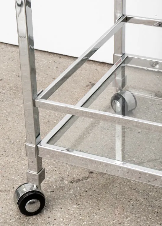 Modern Chrome & Glass 2-Tiered Bar Cart