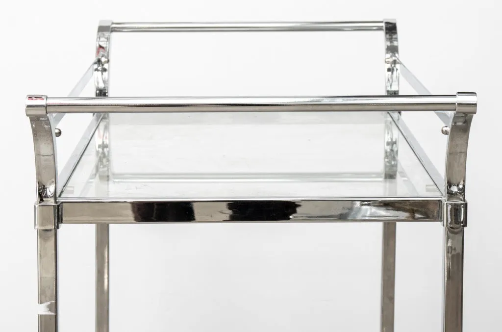 Modern Chrome & Glass 2-Tiered Bar Cart