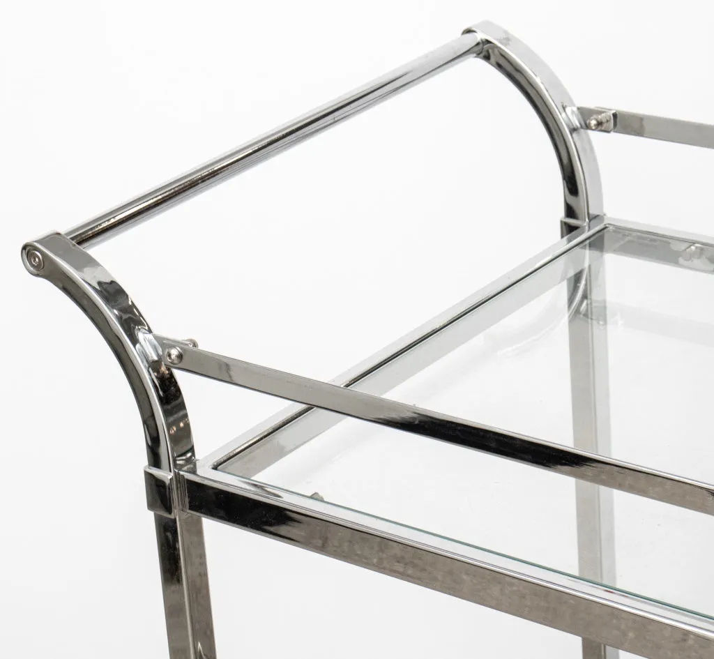 Modern Chrome & Glass 2-Tiered Bar Cart