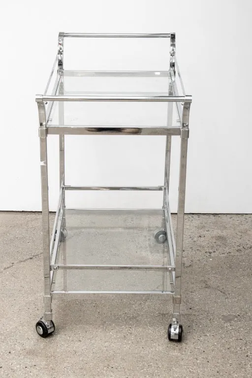 Modern Chrome & Glass 2-Tiered Bar Cart