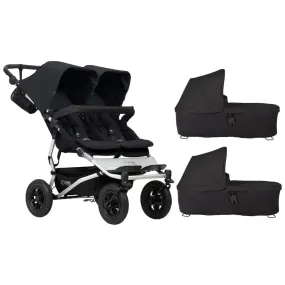 Mountain Buggy Duet with 2 X Carrycot Plus - Black