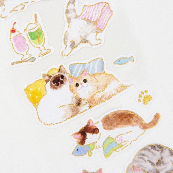 NB Rayon Paper Cat Café Stickers