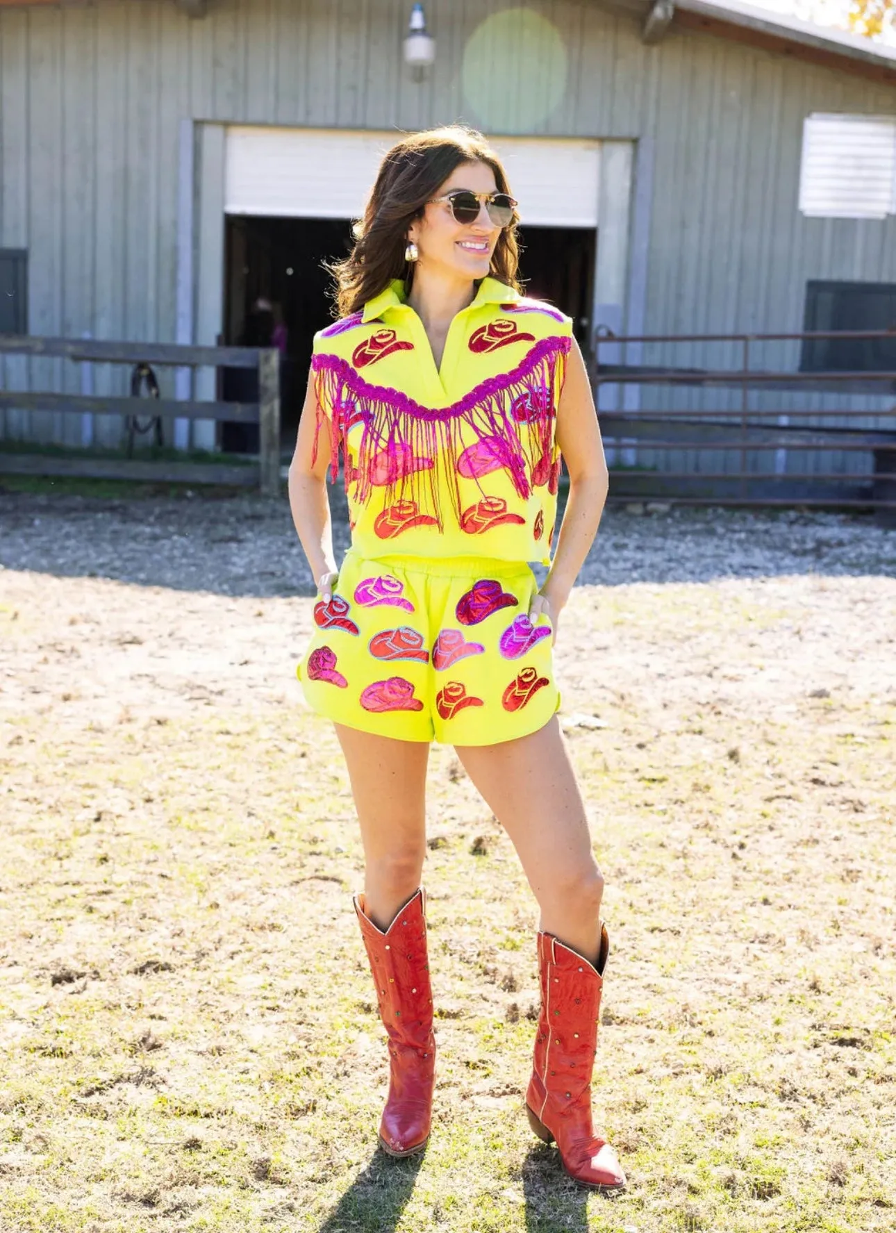 Neon Fringe Cowboy Hat Top