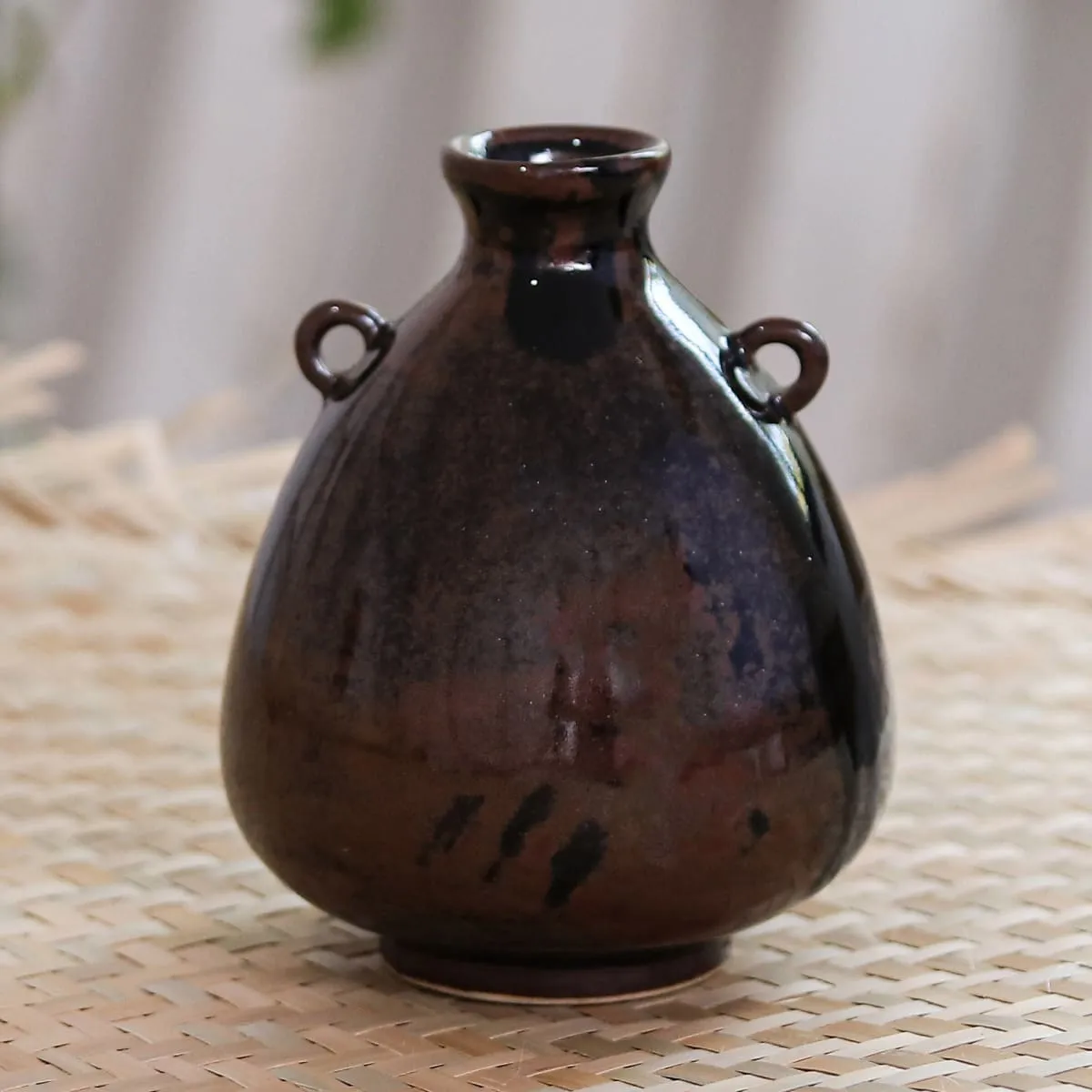 Novica Chiang Mai Rustic Ceramic Bud Vase