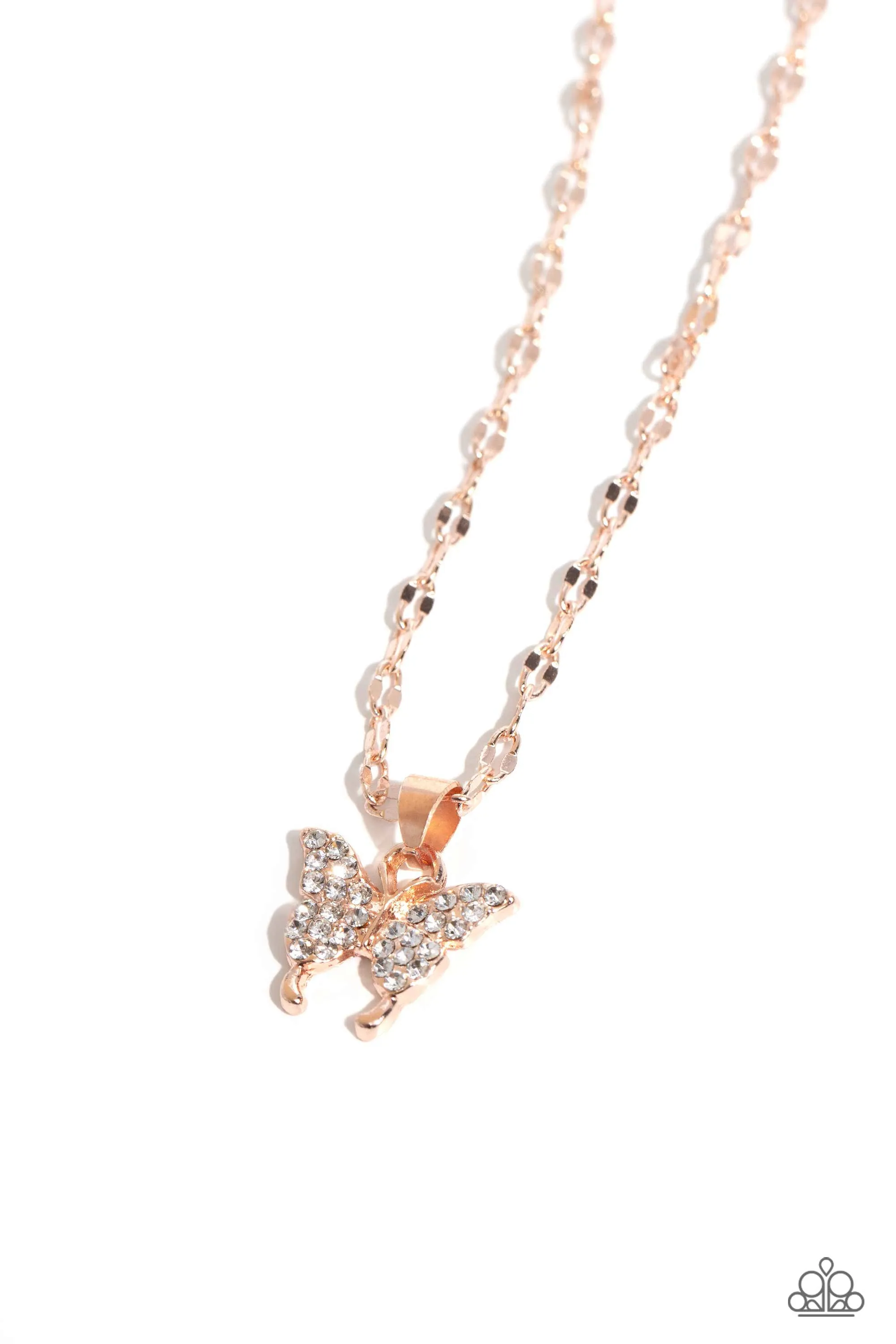 Paparazzi High-Flying Hangout Rose Gold Necklace & Earring Set