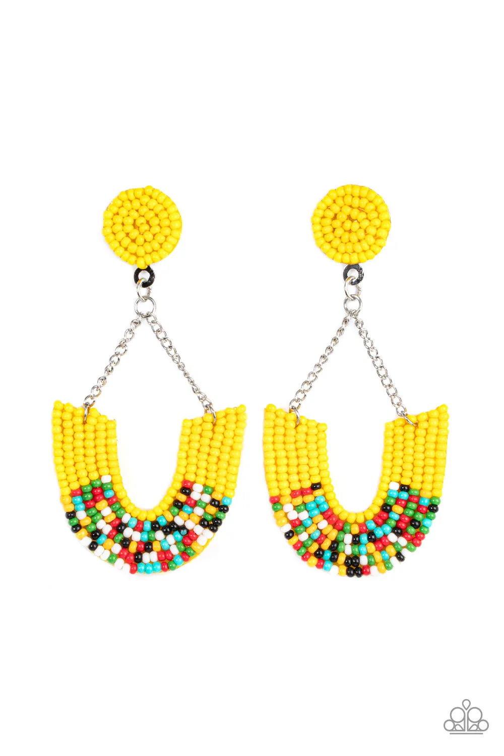 Paparazzi Make it RAINBOW - Yellow Seed Beads Post Earrings