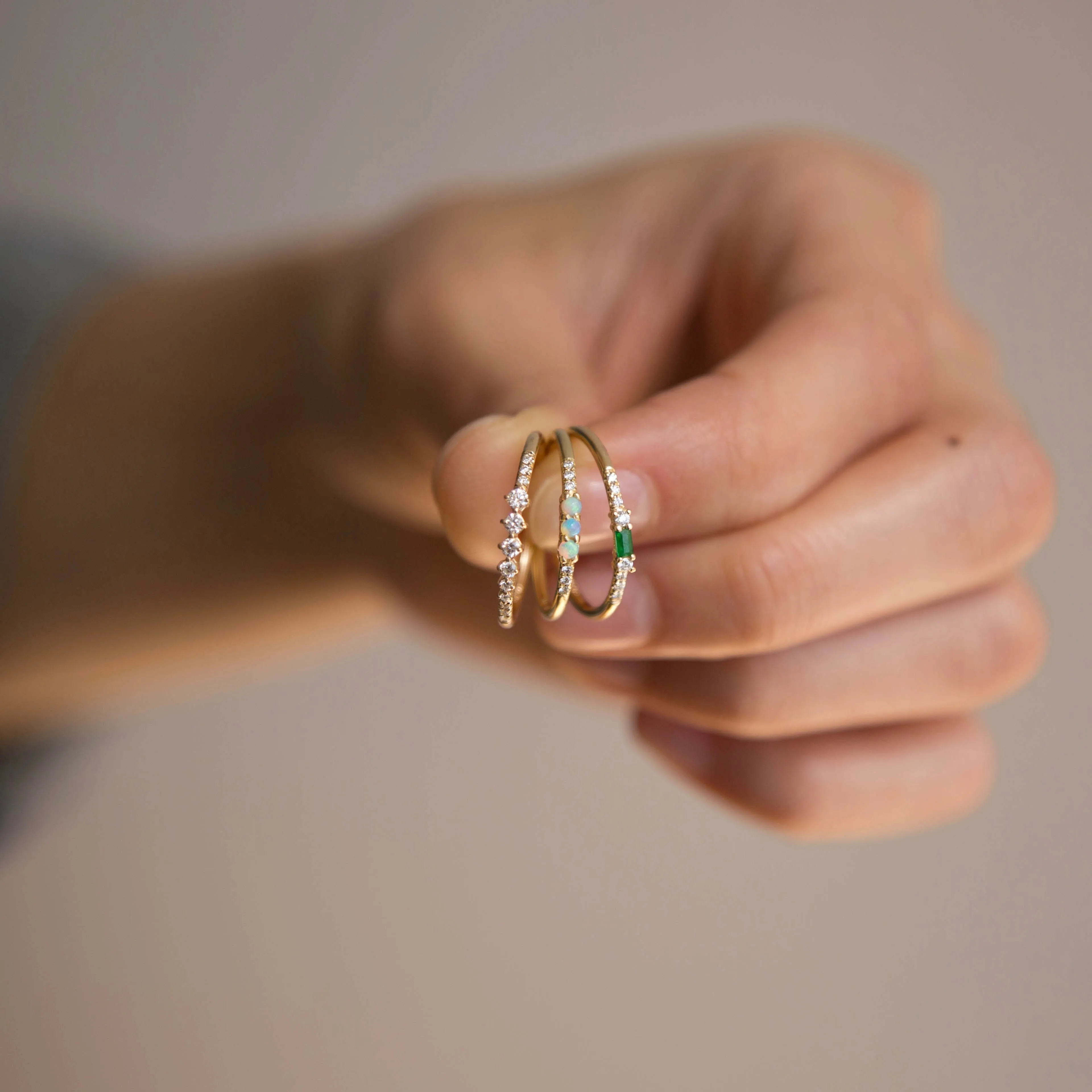 Petite Equilibrium Baguette Emerald Ring