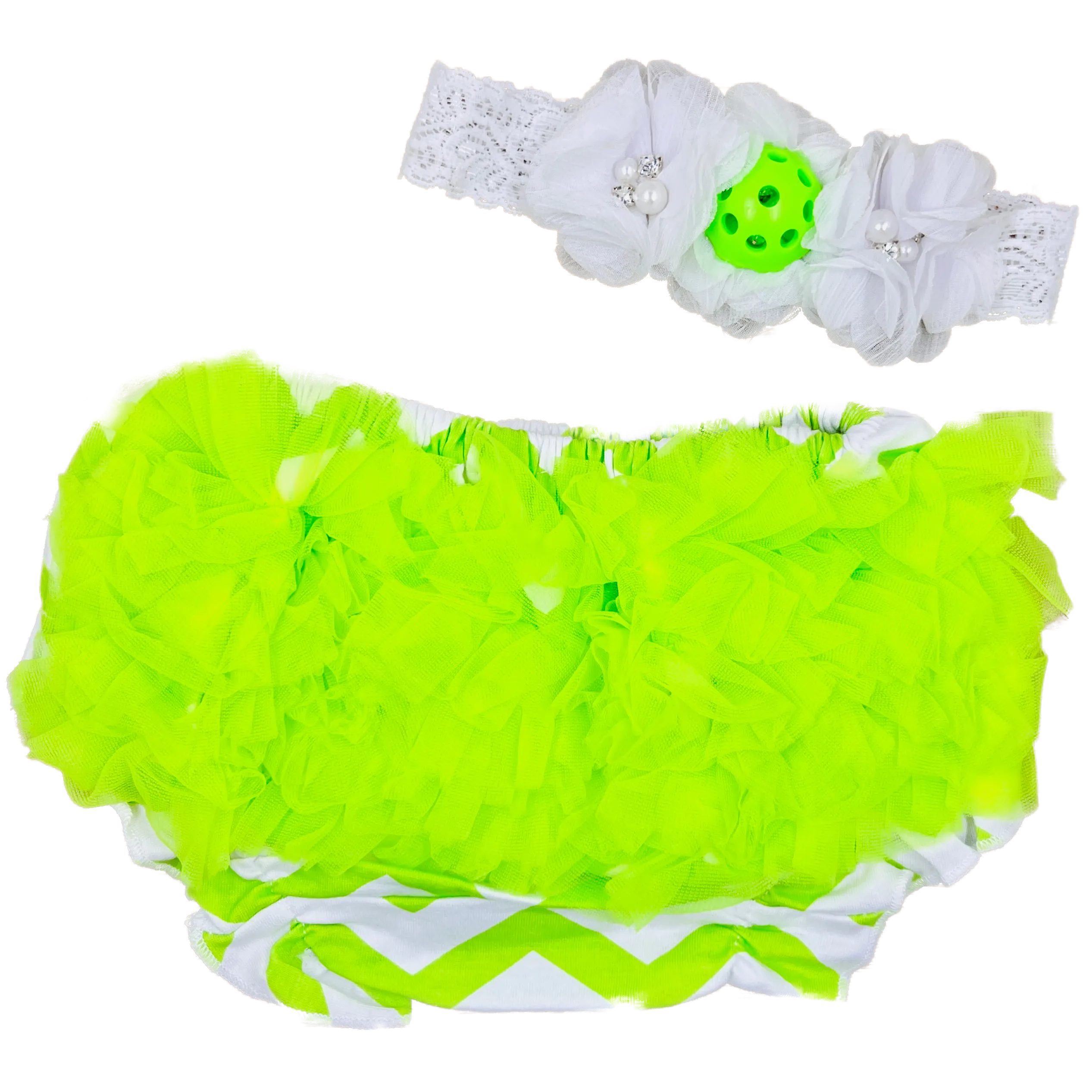 Pickleball Baby Headband And Green Bloomer Set | Infant Pickleball Gift