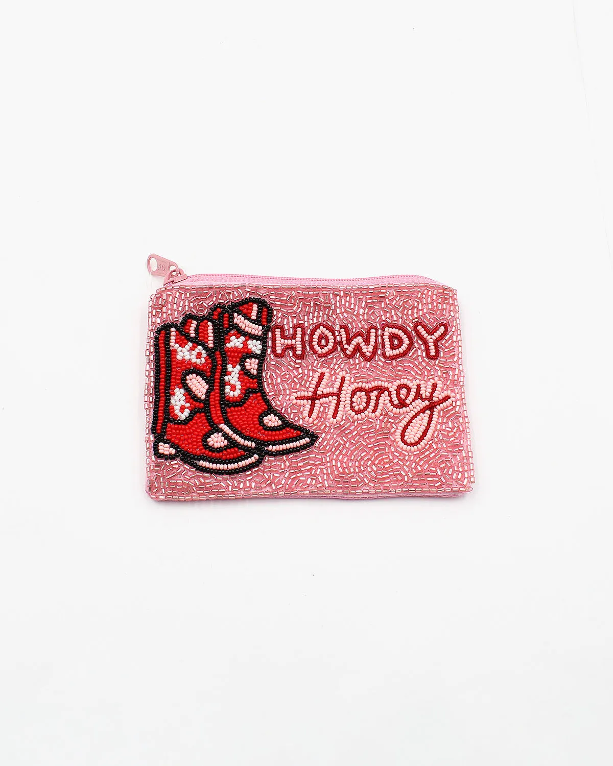 "Howdy Honey" Cowboy Boot Beaded Coin Pouch