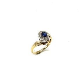 Sapphire & Diamond Accented Halo Bypass Ring