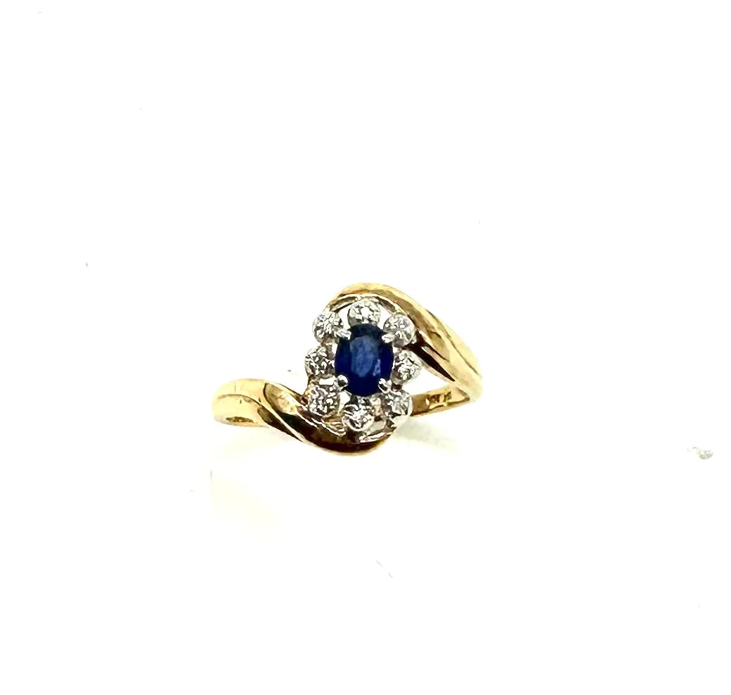 Sapphire & Diamond Accented Halo Bypass Ring