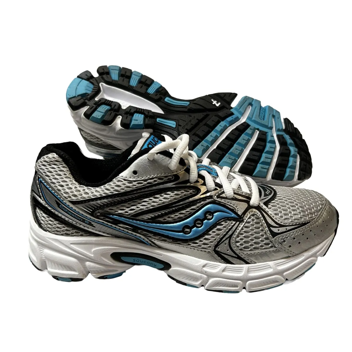 SAUCONY Women's Grid Cohesion 6 -Silver/ Lt. Blue- Running Shoe -Preowned