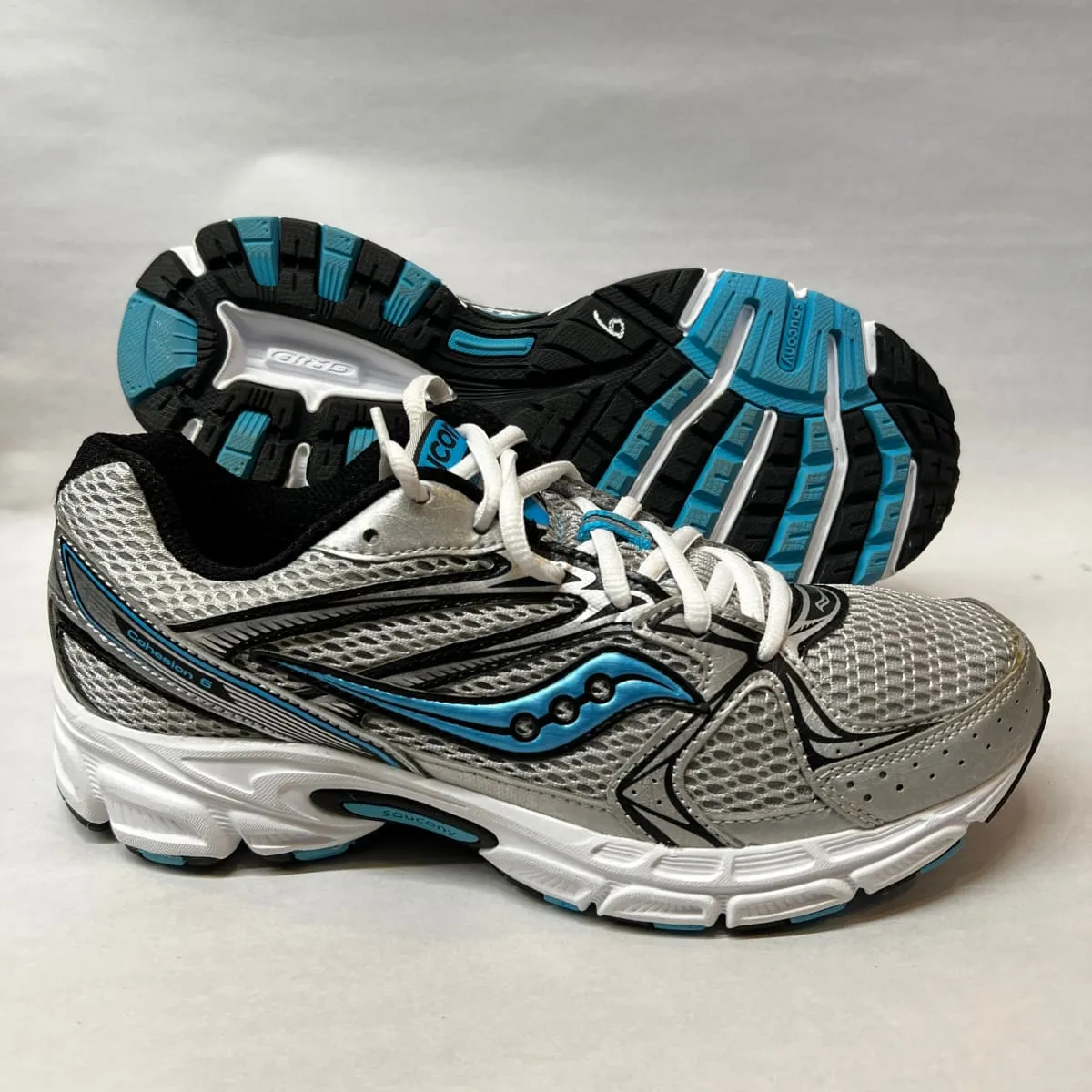 SAUCONY Women's Grid Cohesion 6 -Silver/ Lt. Blue- Running Shoe -Preowned