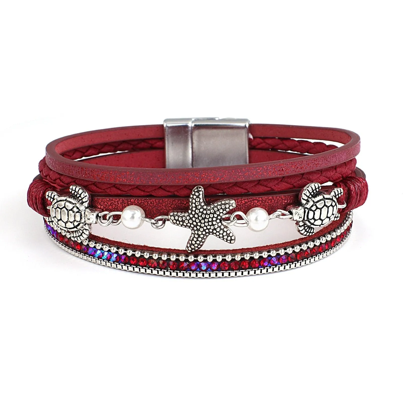 'Sea Life' Charm Cuff Bracelet - red