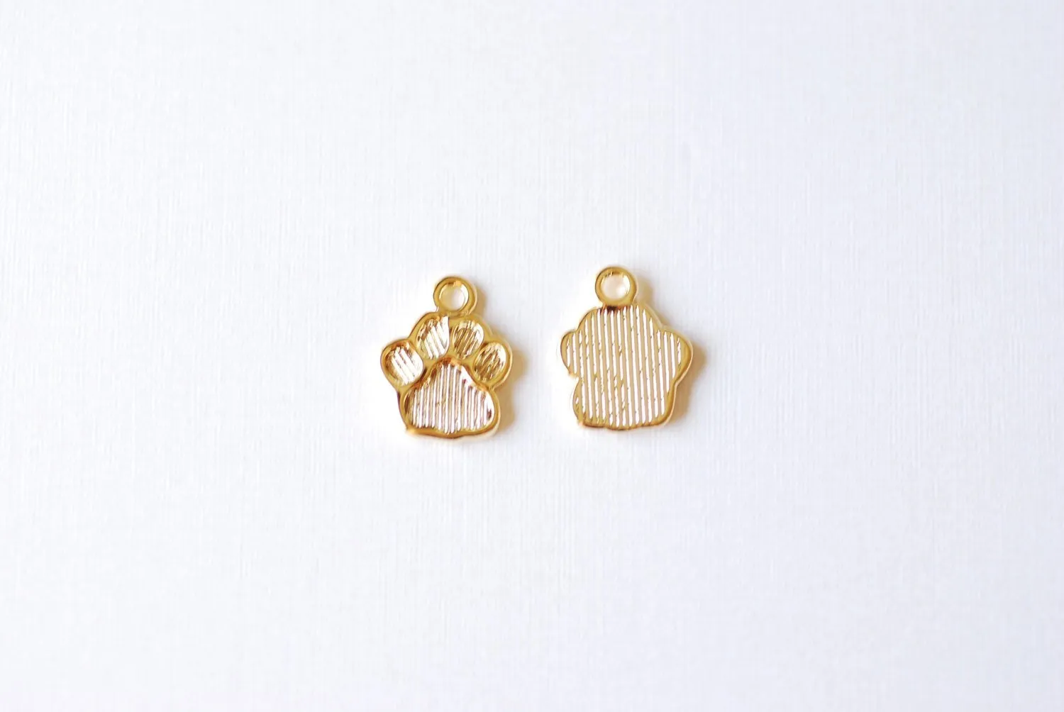 Shiny Vermeil Gold Dog Paw Foot Print Charm- 18k gold plated over sterling silver dog paw, gold doggy paw charm pendant, gold dog tag, 206