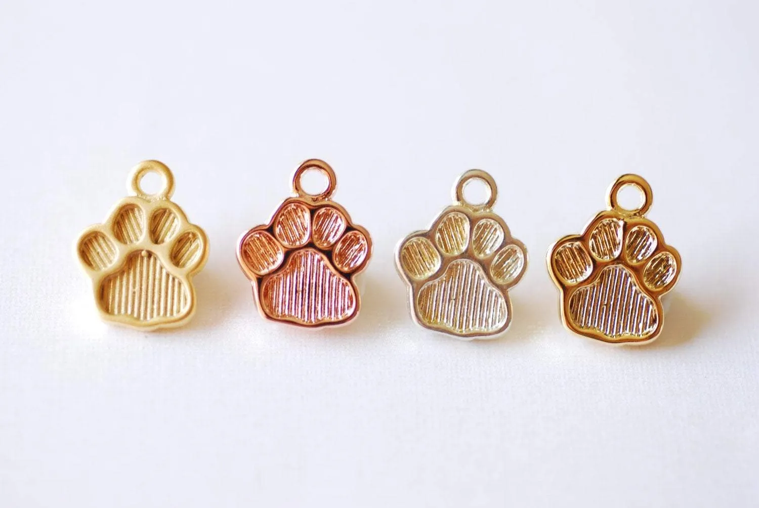 Shiny Vermeil Gold Dog Paw Foot Print Charm- 18k gold plated over sterling silver dog paw, gold doggy paw charm pendant, gold dog tag, 206