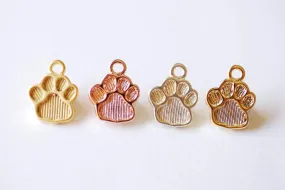 Shiny Vermeil Gold Dog Paw Foot Print Charm- 18k gold plated over sterling silver dog paw, gold doggy paw charm pendant, gold dog tag, 206