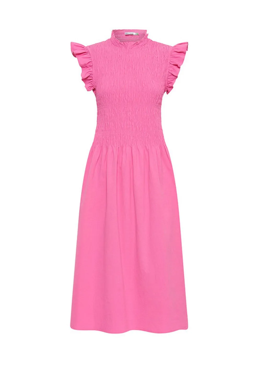 SHIRRED MIDI DRESS PINK