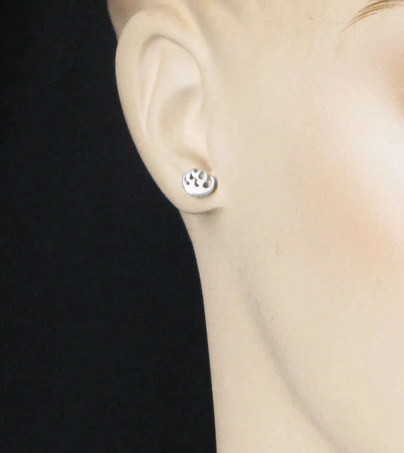 Small Fire Flame Emoji Stud Earrings