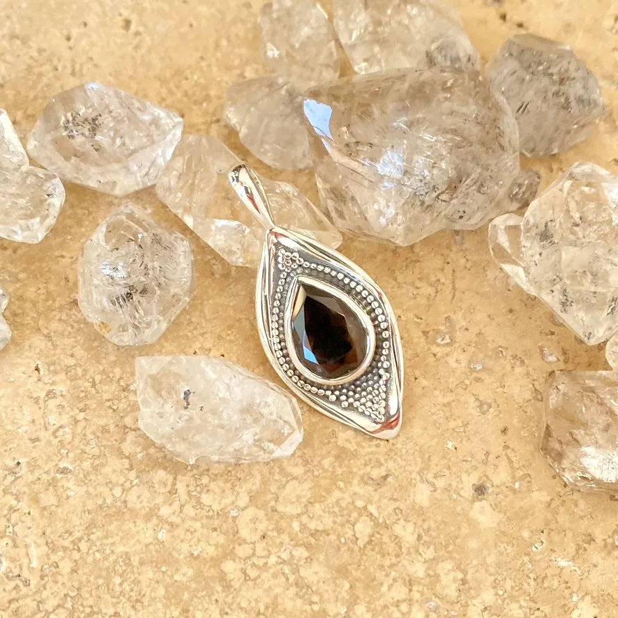 Smoky Quartz Seed Pod Design Pendant - Zari