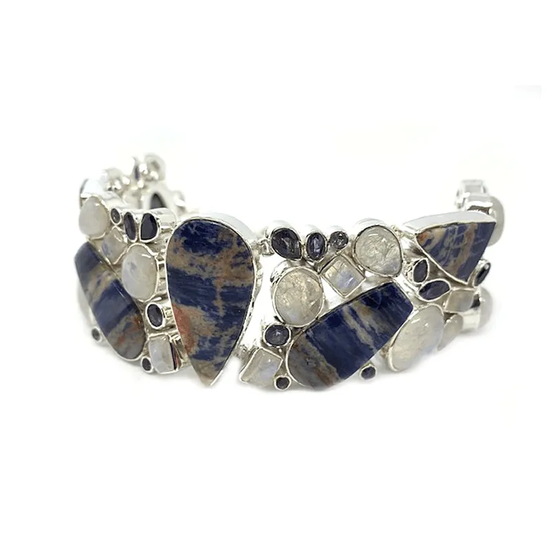 Sodalite Multi Gemstone Silver Bracelet