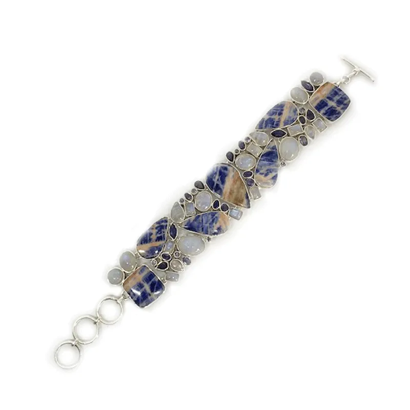 Sodalite Multi Gemstone Silver Bracelet