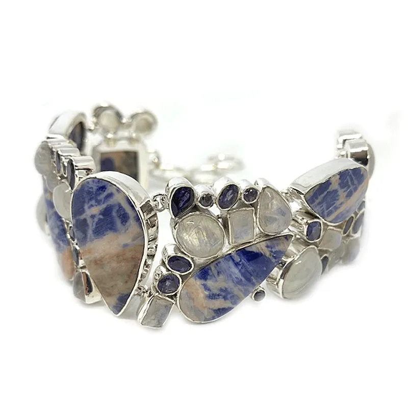 Sodalite Multi Gemstone Silver Bracelet